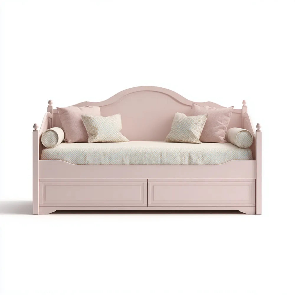 Daybed with Storage 200x90x80 cm - Light Pink Wooden Frame - Classic Design