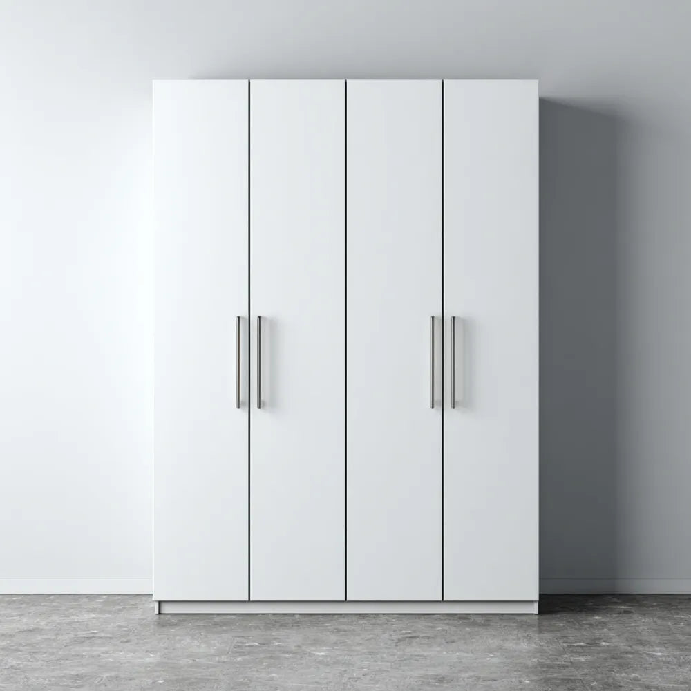 Wardrobe 180x60x200 cm - Wood - White - Contemporary Design