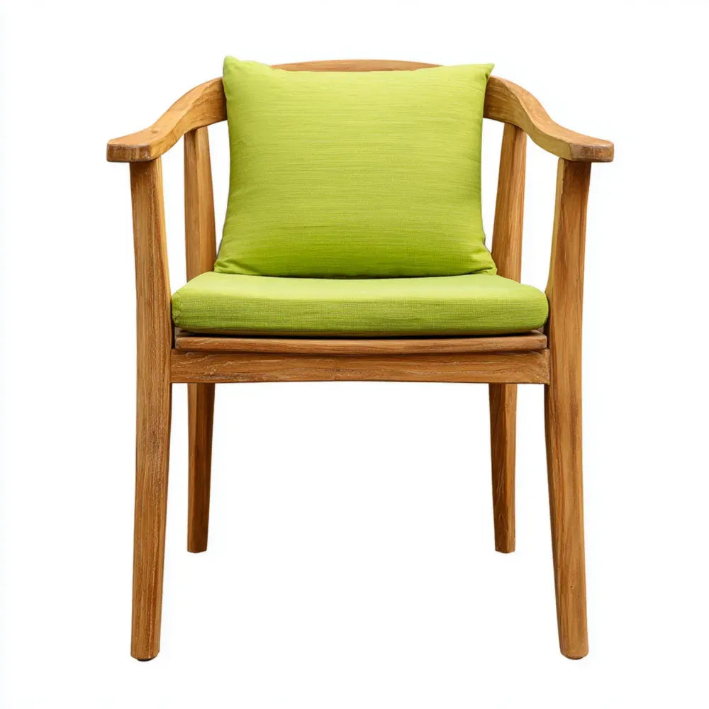 Patio Dining Chair Teak Wood with Green Cushions 55x60x85 cm – Outdoor Use