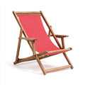 Outdoor Folding Lounge Chair 60x100x90 cm - Red Fabric with Wooden Frame