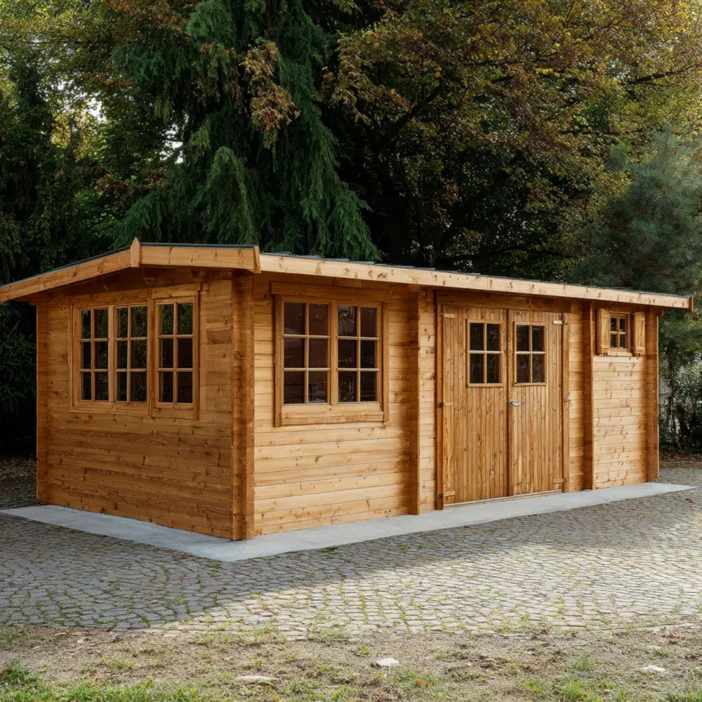 Wooden Storage Shed 400x300x250 cm - Natural Finish - Outdoor Garden Use