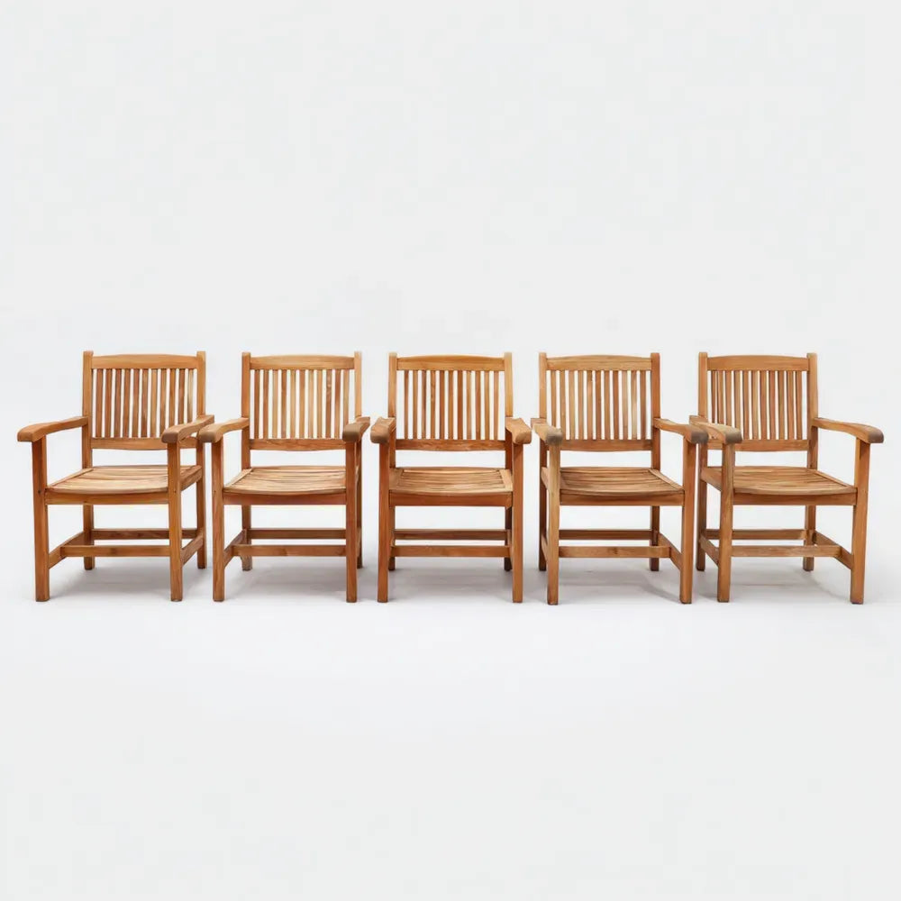 Teak Patio Dining Chairs 60x65x90 cm - Solid Wood Construction - Natural Finish - Outdoor Use