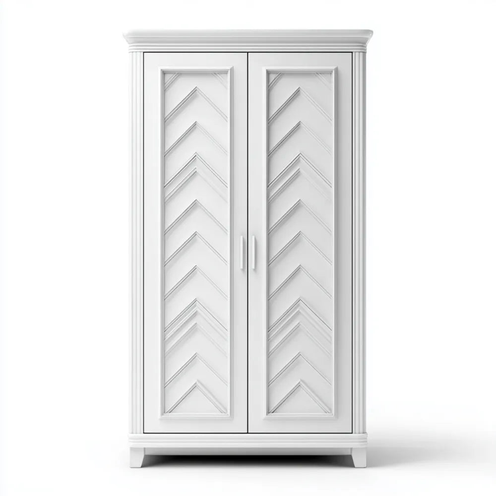 Wardrobe Wooden 180x90x50 cm - White - Classic Design
