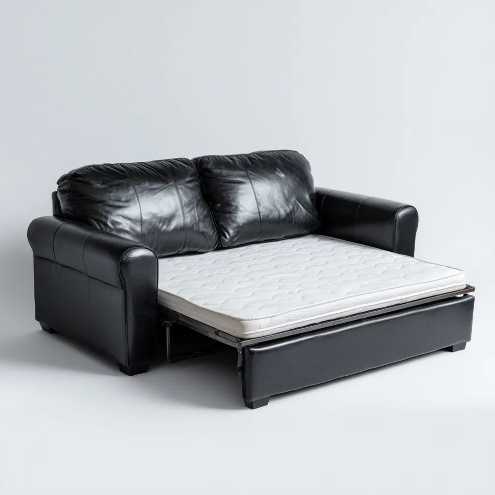 Sofa Bed Faux Leather 200x150x90 cm - Black - Modern Convertible Design