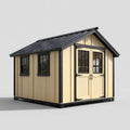 Wooden Storage Shed 300x250x220 cm - Durable Pine Wood - Beige/Black Rustic Design