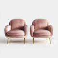 Armchair Set Velvet Upholstery 80x85x82 cm – Pink – Modern Design