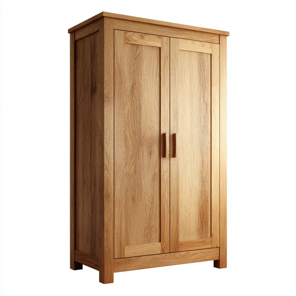 Wardrobe Solid Oak 180x90x60 cm - Natural Finish - Classic Design