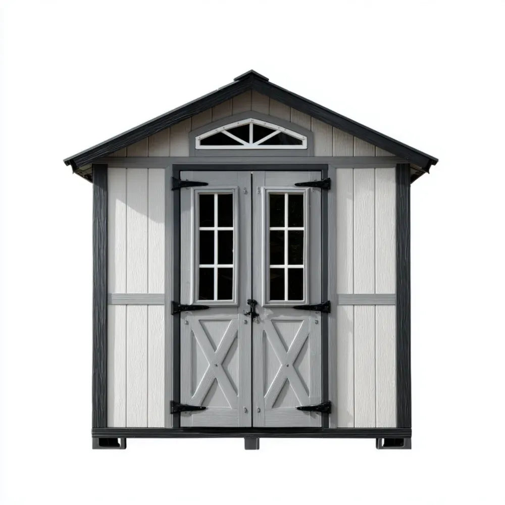 Storage Shed Resin 8x10x8 ft - Gray/Black - Classic Design