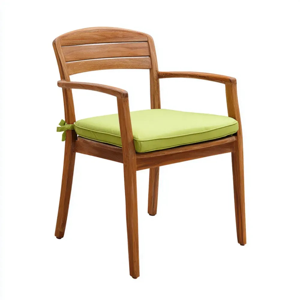 Teak Wood Patio Dining Chair 50x47x85 cm - Lime Green Cushion - Outdoor Use - Modern Design